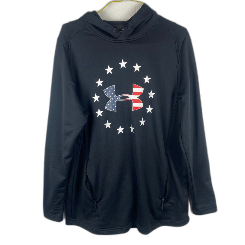 Under Armour American Flag Print Men's XL Fitted Hoodie Pullover Sweatshirt